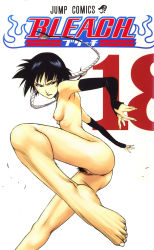 Rule 34 | 00s, 1girl, ass, barefoot, black eyes, black hair, bleach, breasts, cover, cover page, feet, female pubic hair, flat chest, gloves, hair tubes, kubo tite, legs, nipples, nude, nude filter, pubic hair, pussy, ribs, short hair, small breasts, solo, sui-feng, third-party edit, twintails, uncensored