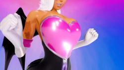 Rule 34 | 1girl, 20s, 3d, animated, bare shoulders, bat wings, black unitard, blue background, bounce, bouncing breasts, breast expansion, breasts, bursting breasts, chestplate, cleavage, covering, cuffs, elbow gloves, female focus, gloves, gradient, gradient background, grin, head out of frame, heart, holding, honey select, huge breasts, humanization, illusion soft, large breasts, makeup, multicolored, multicolored background, pink background, pink cuffs, pink heart, pink lips, prevence, rouge the bat, sega, short hair, skin tight, sleeveless, smile, solo, sonic (series), standing, tan skin, unitard, video, webm, white gloves, white hair, white trim, wings