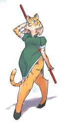 Rule 34 | 1girl, blonde hair, blue eyes, borrowed character, chinese clothes, furry, furry female, highres, nunchuck, solo, suigi