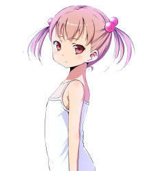 Rule 34 | 1girl, brown hair, child, flat chest, hair bobbles, hair ornament, original, red eyes, short twintails, solo, take (office-t), tank top, twintails, upper body
