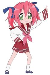 Rule 34 | 00s, 1girl, absurdres, female focus, full body, highres, kobayakawa yutaka, lucky star, pink hair, school uniform, shoes, skirt, socks, solo, standing, tagme, transparent background, twintails, vector trace