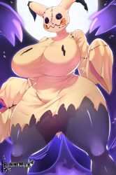 Rule 34 | absurdres, breasts, bunnemilk, costume, creatures (company), full moon, game freak, gen 7 pokemon, highres, huge breasts, mimikyu, moon, nintendo, pokemon, thick thighs, thighs