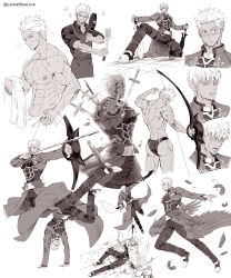 Rule 34 | 1boy, abs, absurdres, aiming, apron, archer (fate), arrow (projectile), ass, back, bara, blood, blood on face, blush, bow (weapon), cape, closed eyes, closed mouth, crying, crying with eyes open, dual wielding, fate/grand order, fate/stay night, fate (series), frying pan, greyscale, highres, holding, holding bow (weapon), holding frying pan, holding spatula, holding weapon, injury, kanshou &amp; bakuya (fate), kim yura (goddess mechanic), large pectorals, male focus, male swimwear, monochrome, multiple views, muscular, muscular male, navel, nipples, open mouth, parted lips, pectorals, shirt, short hair, sleeves rolled up, smile, solo, spatula, streaming tears, swim trunks, tears, thick thighs, thighs, torn clothes, towel, towel around waist, twitter username, weapon