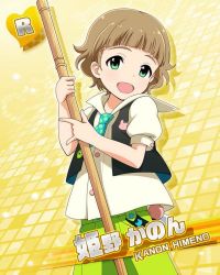Rule 34 | 10s, 1boy, blush, brown eyes, brown hair, card (medium), character name, green eyes, himeno kanon, idolmaster, idolmaster side-m, male focus, necktie, official art, open mouth, short hair, smile, solo, vest