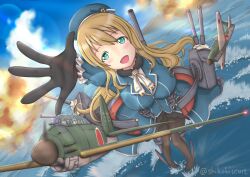 Rule 34 | 4girls, absurdres, aircraft, airplane, atago (kancolle), black gloves, black pantyhose, blonde hair, breasts, cannon, d4y suisei, full body, gloves, green eyes, hat, highres, kantai collection, large breasts, long hair, machinery, military uniform, mini person, minigirl, multiple girls, pantyhose, pleated skirt, shikabiscuit, skirt, sui (echocalypse), uniform, very long hair