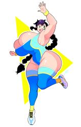 Rule 34 | 1girl, absurdres, breasts, highres, huge breasts, laces, shoes, sneakers, solo, theycallhimcake, thick thighs, thighs, wide hips