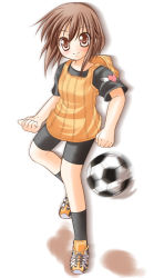Rule 34 | 00s, 1girl, ball, bike shorts, mamoru (sister princess), playing sports, sister princess, soccer, soccer ball, solo, telstar, tsukuyo (artist)
