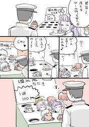 Rule 34 | 10s, 1boy, 6+girls, admiral (kancolle), ahoge, blonde hair, comic, commentary request, diving mask, diving mask on head, flower, glasses, goggles, goggles on head, grey hair, hair flower, hair ornament, hat, heart, i-168 (kancolle), i-19 (kancolle), i-401 (kancolle), i-58 (kancolle), i-8 (kancolle), kantai collection, kiss, mallet, maru-yu (kancolle), mo (kireinamo), multiple girls, pink hair, ponytail, purple hair, ro-500 (kancolle), sailor hat, swimsuit, swimsuit under clothes, tan, translation request, twintails, uniform, whac-a-mole