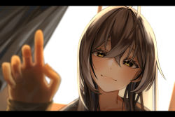Rule 34 | 1girl, ahoge, backlighting, blurry, brown eyes, brown hair, curtains, depth of field, hand up, hololive, hololive english, juno ox, letterboxed, long hair, multicolored hair, nanashi mumei, pajamas, smile, streaked hair, very long hair, virtual youtuber