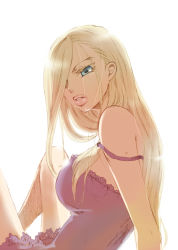Rule 34 | 00s, 1girl, ailala, blonde hair, blue eyes, breasts, fullmetal alchemist, hair over one eye, large breasts, lips, long hair, olivier mira armstrong, simple background, solo, strap slip, white background