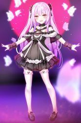 Rule 34 | 1girl, alternate hair color, alternate hairstyle, fang, full body, full moon, gothic lolita, hair ornament, highres, hololive, lolita fashion, long hair, looking at viewer, moon, open mouth, outstretched arms, pink hair, red eyes, red moon, solo, spread arms, standing, uruha rushia, uruha rushia (3rd costume), virtual youtuber, yuano
