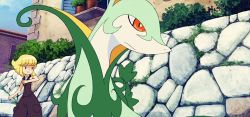 Rule 34 | 1girl, animated, animated gif, blonde hair, creatures (company), game freak, gen 5 pokemon, lowres, mako (pokemon), nintendo, pokemon, pokemon (anime), pokemon (creature), serperior