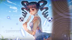 Rule 34 | 1girl, 2017, artist name, ass, bare shoulders, bingbing (hrppbb), breasts, brown eyes, character request, choker, dated, drill hair, eyepatch, food, hair ribbon, highres, identity v, long hair, looking at viewer, looking back, medium breasts, parted lips, popsicle, ribbon, solo, sweat, sweatdrop, tongue, tongue out, twin drills, twintails