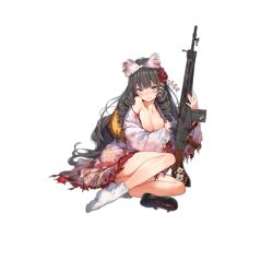 Rule 34 | 1girl, artist request, battle rifle, blue eyes, blush, bow, breast hold, breasts, brown hair, cherry blossom print, cleavage, closed mouth, collarbone, damaged, dirty, dirty clothes, drill hair, drill sidelocks, floral print, flower, frilled bow, frills, full body, girls&#039; frontline, gun, hair bow, hair flower, hair ornament, holding, holding gun, holding weapon, howa type 64, howa type 64 (girls&#039; frontline), japanese clothes, kanzashi, kimono, knees, large breasts, legs, long hair, looking at viewer, obi, official alternate costume, official art, pink bow, pink kimono, rifle, rose, sandals, unworn sandals, sash, sidelocks, sitting, solo, tabi, tearing up, thighs, torn bow, torn clothes, torn kimono, transparent background, very long hair, weapon