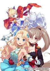 Rule 34 | 4girls, alternate breast size, azur lane, backless dress, backless outfit, bare shoulders, belt, blonde hair, blue eyes, blush, bow, breasts, brown hair, cape, choker, cleavage, closed eyes, collarbone, dancing, double bun, dress, earrings, emile bertin (azur lane), epaulettes, gauntlets, gloves, hair between eyes, hair bow, hair bun, hair ornament, headgear, holding hands, hori (hori no su), jean bart (azur lane), jewelry, large breasts, le malin (azur lane), le triomphant (azur lane), long hair, long sleeves, looking at viewer, medium breasts, multiple girls, official art, open mouth, ponytail, red eyes, silver hair, simple background, skull, small breasts, smile, very long hair, watermark, white background, white dress, white gloves