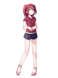 Rule 34 | 10s, 1girl, ginopi, green eyes, highres, kurosawa ruby, looking at viewer, love live!, love live! school idol festival, love live! sunshine!!, red hair, simple background, solo, standing, twintails, white background