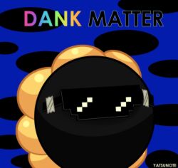 Rule 34 | artist name, blue background, dark matter (kirby), deal with it (meme), kirby&#039;s dream land 3, kirby (series), meme, nintendo, no humans, one-eyed, solo, tape, yatsunote