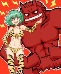 acid_(artist) bikini breasts cleavage horns monster_girl oni smile swimsuit