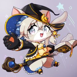 Rule 34 | artist request, cat, cat busters, furry, grey eyes, grey hair, witch hat