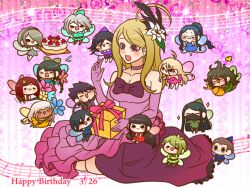 6+boys 6+girls :3 ahoge akamatsu_kaede alternate_costume amami_rantaro android animal antenna_hair aqua_hat aqua_shirt aqua_wings bare_arms bare_legs bare_shoulders barefoot beetle belt belt_buckle birthday_cake black-framed_eyewear black_eyes black_hair black_mask blonde_hair blue_dress blue_flower blue_hair blue_hat blue_shirt blue_wings blunt_ends blush_stickers bodysuit bodysuit_under_clothes bouquet bow bowtie braid breasts brown_belt brown_bodysuit brown_hair buckle bug butterfly buttons cake chabashira_tenko chibi choker cleavage closed_eyes collared_shirt commentary_request covered_mouth crossed_arms danganronpa_(series) danganronpa_v3:_killing_harmony dark-skinned_female dark_skin dated dress ear_piercing earrings elbow_gloves english_text everyone eyelashes facial_hair fairy fairy_wings feather_hair_ornament feathers flower flying flying_sweatdrops food frilled_dress frills fruit full_body gift glasses gloves goatee gokuhara_gonta gown gradient_background green_bow green_hair green_hat green_shirt green_tunic green_wings grey_bodysuit grey_dress grey_hair grey_hairband grey_pants grey_shirt grey_shorts grey_wings hair_between_eyes hair_bow hair_flower hair_ornament hair_over_one_eye hair_scrunchie hairband halter_dress halterneck hands_on_own_cheeks hands_on_own_face happy happy_birthday harukawa_maki hat holding holding_animal holding_bouquet holding_flower holding_gift hoshi_ryoma icing insect iruma_miu jewelry k1-b0 kneeling large_breasts layered_dress leaf leaning_forward light_blush long_dress long_hair long_sleeves looking_at_another low_twin_braids low_twintails mask messy_hair mini_hat mole mole_under_eye mole_under_mouth momota_kaito mouth_mask multiple_boys multiple_girls multiple_piercings music_stand napkin oma_kokichi open_mouth outstretched_arms oversized_animal oversized_flower pale_skin pants piercing pink_background pink_dress pink_flower pink_wings ponytail purple_bow purple_bowtie purple_choker purple_dress purple_eyes purple_gloves purple_hair purple_hat purple_pants purple_vest purple_wings red_dress red_flower red_scrunchie red_wings round_eyewear saihara_shuichi scrunchie shinguji_korekiyo shirogane_tsumugi shirt short_dress shorts sidelocks sitting smile solid_oval_eyes sparkle spiked_hair star_(symbol) starry_background straight_hair strapless strapless_dress strawberry stud_earrings thick_eyebrows tojo_kirumi torn_clothes torn_shirt trembling triangle_mouth twin_braids twintails vest vest_partially_removed wavy_hair white_eyes white_flower wings yellow_butterfly yellow_dress yellow_flower yellow_wings yonaga_angie yumaru_(marumarumaru) yumeno_himiko zipper zipper_pull_tab