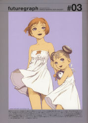 Rule 34 | 00s, absurdres, alvis hamilton, arms at sides, bob cut, futuregraph, highres, last exile, lavie head, murata range, purple background, scan, simple background, standing, watermark, web address