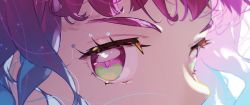 Rule 34 | 1girl, blue eyes, blue hair, close-up, commentary, cure la mer, eye focus, eyelashes, floating hair, gradient hair, hair strand, highres, kyuko2go, laura (precure), looking to the side, multicolored eyes, multicolored hair, pink eyes, pink hair, precure, solo, thick eyebrows, tropical-rouge! precure, v-shaped eyebrows, white background