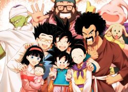 Rule 34 | 3girls, 6+boys, :d, ;), ^ ^, afro, animal, baby, beard, bee (dragon ball), black-framed eyewear, black eyes, black hair, blue eyes, blush, brothers, cape, chi-chi (dragon ball), child, china dress, chinese clothes, clenched hand, clenched teeth, closed eyes, collared shirt, dog, dot nose, double v, dragon ball, dragon ball super, dress, dress shirt, eyelashes, facial hair, family, father and daughter, father and son, furrowed brow, glasses, gloves, gradient background, grandfather and granddaughter, grandmother and granddaughter, grey eyes, gyuu mao, hair between eyes, hair bobbles, hair bun, hair ornament, hairband, hand on another&#039;s shoulder, hand on own hip, hand up, hat, height difference, high ponytail, holding, holding animal, husband and wife, long sleeves, looking at another, looking at viewer, looking back, looking down, majin buu, mattari illust, medium hair, mother and daughter, mother and son, mr. satan, multiple boys, multiple girls, mustache, neckerchief, one eye closed, open mouth, orange background, pan (dragon ball), piccolo, pink hairband, pink shirt, pink sweater, pointy ears, ponytail, purple neckerchief, shirt, siblings, simple background, single hair bun, smile, son gohan, son goku, son goten, spiked hair, suspenders, sweater, teeth, thumbs up, turban, upper teeth only, v, v arms, videl, waistcoat, waving, white background, white shirt, wristband, yellow-framed eyewear, yellow gloves