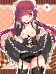 Rule 34 | 1girl, ass, bad id, bad pixiv id, black panties, black thighhighs, blush, bow, bow panties, boxers, bra, breasts, breasts out, briefs, camisole, center frills, clothes lift, dress, eyebrows, eyes visible through hair, frills, fulaterlo, garter belt, garter straps, lace, lace-trimmed legwear, lace-trimmed panties, lace trim, lingerie, loincloth, long hair, looking at viewer, maid, maid headdress, male underwear, medium breasts, navel, nipples, open mouth, original, panties, panty pull, pantyshot, purple eyes, red hair, remote control vibrator, sarashi, sex toy, side-tie panties, skirt, solo, standing, thighhighs, underwear, underwear only, upskirt, vibrator, vibrator in thighhighs, vibrator under clothes, vibrator under panties, white panties