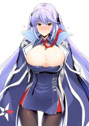 Rule 34 | 10s, 1girl, areola slip, azur lane, black pantyhose, black ribbon, blue cloak, blue hair, blush, breasts, brown eyes, bursting breasts, cleavage, cloak, closed mouth, clothes writing, collared dress, cum, cum on body, cum on breasts, cum on clothes, cum on upper body, cumdrip, dress, embarrassed, essex (azur lane), floating hair, furrowed brow, hair ribbon, halcon, heart, highres, large breasts, long hair, looking at viewer, multicolored clothes, multicolored dress, necktie, nose blush, pantyhose, red necktie, ribbon, shiny skin, short dress, sidelocks, simple background, sketch, solo, standing, sweat, twintails, white background