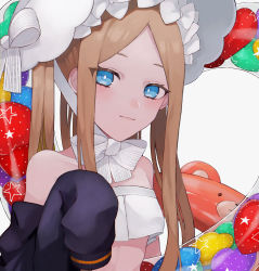 Rule 34 | 1girl, abigail williams (fate), abigail williams (swimsuit foreigner) (fate), abigail williams (swimsuit foreigner) (third ascension) (fate), artist request, bad id, bad pixiv id, bare shoulders, bikini, black jacket, blonde hair, blue eyes, bonnet, bow, breasts, fate/grand order, fate (series), forehead, hair bow, highres, innertube, jacket, long hair, long sleeves, off shoulder, parted bangs, sidelocks, small breasts, smile, solo, swim ring, swimsuit, twintails, very long hair, white bikini, white bow, white headwear