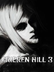 Rule 34 | 1girl, absurdres, crain1art, english text, frieren, highres, looking at viewer, parody, partially shaded face, shaded face, shadow, silent hill (series), silent hill 3, solo, sousou no frieren