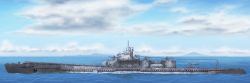 Rule 34 | 10s, 1girl, antennae, historical name connection, horizon, i-400-class-submarine, i-401, i-401 (kancolle), imperial japanese navy, kantai collection, military, military vehicle, mother ship, name connection, object namesake, ocean, pole, scharfschutze, splashing, submarine, submarine aircraft carrier, water, watercraft, world war ii
