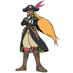 Rule 34 | 1girl, belt, digimon, digimon (creature), female focus, hat, highres, long hair, original, pirate, pirate hat, solo