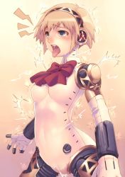 Rule 34 | 1girl, absurdres, aegis (persona), android, cameltoe, female orgasm, highres, mechanical parts, open mouth, orgasm, persona, persona 3, pussy juice, pussy juice trail, saliva, solo, tasaka shinnosuke, tears, tongue, tongue out