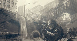 Rule 34 | 2boys, aiming, aircraft, ambulance, assault rifle, balaclava, building, call of duty, call of duty: ghosts, call of duty:ghosts, city, door, gloves, gun, headgear, helicopter, mac cola, mask, monochrome, multiple boys, realistic, rifle, ruins, sewer, skull, soldier, suppressor, water, weapon