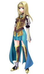 Rule 34 | 1girl, alicia, alicia (valkyrie profile 2), blonde hair, blue eyes, boots, hairband, long hair, negy, overskirt, princess, puffy sleeves, silmeria, skirt, solo, standing, thigh boots, thighhighs, valkyrie profile (series), valkyrie profile 2: silmeria, zettai ryouiki
