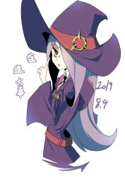 Rule 34 | 1girl, belt, breasts, hair over one eye, hat, highres, little witch academia, pink hair, sucy manbavaran, witch hat