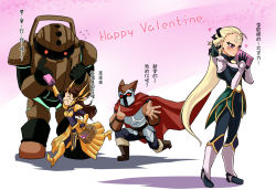 Rule 34 | 2boys, 2girls, blush, cape, diana (league of legends), ear protection, forehead protector, helmet, league of legends, leona (league of legends), long hair, multiple boys, multiple girls, nam (valckiry), nautilus (league of legends), pantheon (league of legends), translation request, valentine