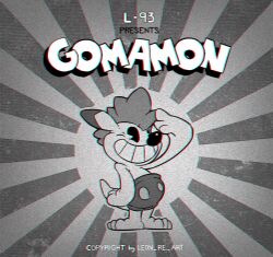 Rule 34 | digimon, digimon (creature), gomamon, happy, highres, rubber hose, smile, tail, teeth