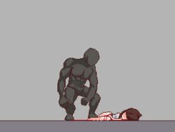 Rule 34 | 1boy, 1girl, animated, animated gif, ass, barefoot, blood, bottomless, dildo, full body, grey background, height difference, held up, hetero, lowres, lying, mdo (pixiv28371189), muscular, muscular male, object insertion, on floor, original, rape, ryona, sex toy, simple background, torn clothes, torture, vaginal, vaginal object insertion