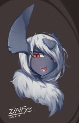 Rule 34 | absol, androgynous, artist request, creatures (company), game freak, gen 3 pokemon, gender request, highres, nintendo, no humans, open mouth, pokemon, pokemon (creature), red eyes, short hair, solo, white hair