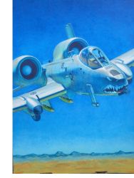 Rule 34 | a-10 thunderbolt ii, absurdres, acrylic paint (medium), aircraft, airplane, attack aircraft, autocannon, bad id, bad pixiv id, blue sky, calligraphy brush (medium), cannon, close air support, commentary request, day, destruction, flying, gatling gun, gau-8 avenger, gun, gunship, hayashi toshihiro, highres, horizon, military, multiple-barrel firearm, outdoors, painting (medium), photo (medium), rocket, rotary cannon, scenery, sky, solo, traditional media, vehicle focus, weapon