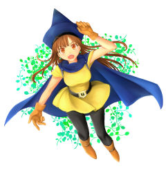 Rule 34 | 1girl, alena (dq4), bad id, bad pixiv id, boots, brown eyes, brown hair, cape, chunsoft, dragon quest, dragon quest iv, dress, earrings, enix, gloves, hat, jewelry, long hair, open mouth, pantyhose, segawa-a, solo