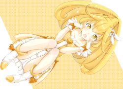 Rule 34 | 10s, 1girl, blonde hair, boots, bow, cure peace, eyelashes, hair flaps, highres, kise yayoi, magical girl, panties, ponytail, precure, smile precure!, solo, tears, underwear, weeeeen, white panties, yellow bow, yellow eyes, yellow theme