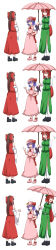 Rule 34 | 3girls, absurdres, bat wings, bow, braid, brown hair, bug, butterfly, china dress, chinese clothes, comic, detached sleeves, dress, embodiment of scarlet devil, female focus, fire, green eyes, hakurei reimu, hat, highres, hong meiling, insect, japanese clothes, long hair, long image, magukappu, miko, multiple girls, parasol, red eyes, red hair, remilia scarlet, short hair, silent comic, simple background, tall image, touhou, twin braids, umbrella, vampire, white background, wings