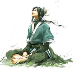 Rule 34 | 1boy, barefoot, feet, grass, haku (naruto), layered sleeves, lily (artist), long hair, lowres, male focus, naruto, naruto (series), outdoors, sitting, solo, wind