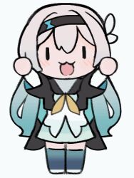 Rule 34 | 1girl, animated, animated gif, arms up, black hairband, black jacket, blue thighhighs, chibi, chinese commentary, commentary request, cropped jacket, dress, firefly (honkai: star rail), hairband, happy, hertas spinning to piranha plants on parade (meme), honkai: star rail, honkai (series), jacket, long sleeves, lowres, meme, open mouth, qingqingxiaoo, short sleeves, simple background, smile, solo, spinning, thighhighs, white background, white dress, white hair