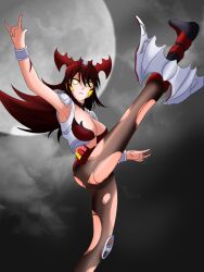 breasts female kamen_rider kamen_rider_kiva_(series) moon rider_kick tokusatsu torn_clothes torn_legwear