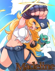 Rule 34 | 1girl, agawa ryou, blonde hair, blue eyes, borrowed character, breasts, character name, curvy, hat, large breasts, long hair, nail polish, original, pirate, pirate hat, scarf, solo, turtle, very long hair