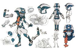 Rule 34 | 1girl, ?, arms at sides, artist request, backpack, bag, belt, blue eyes, blue skin, bodysuit, boots, braid, braided ponytail, child, clenched hand, colored skin, concept art, creatures (company), eyelashes, female focus, flat chest, from behind, from side, full body, game freak, gauntlets, gen 7 pokemon, hands on own hips, happy, helmet, high collar, japanese text, knee boots, kneeling, legendary pokemon, looking afar, looking at another, looking at viewer, lunala, nintendo, official art, open mouth, orange hair, oricorio, partially colored, pokemon, pokemon (creature), pokemon usum, profile, rockruff, size difference, smile, smug, spread fingers, standing, swept bangs, translation request, turning head, two-tone bodysuit, ultra recon squad uniform, white background, zossie (pokemon)